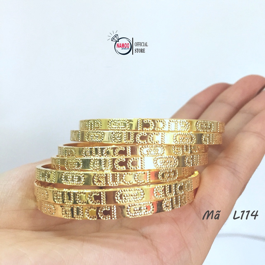 Lắc Tay Mạ Vàng L114, Bộ Ximen Nữ Bền Màu Khóa Lưỡi Gà Bản ngang 4 ly