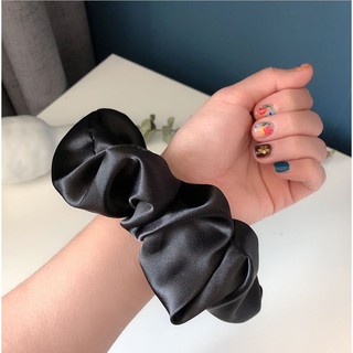 【Bán sỉ】 CỘT TÓC CHUN PHI BÓNG- Cột tóc vải scrunchies buộc tóc vải trơn bóng