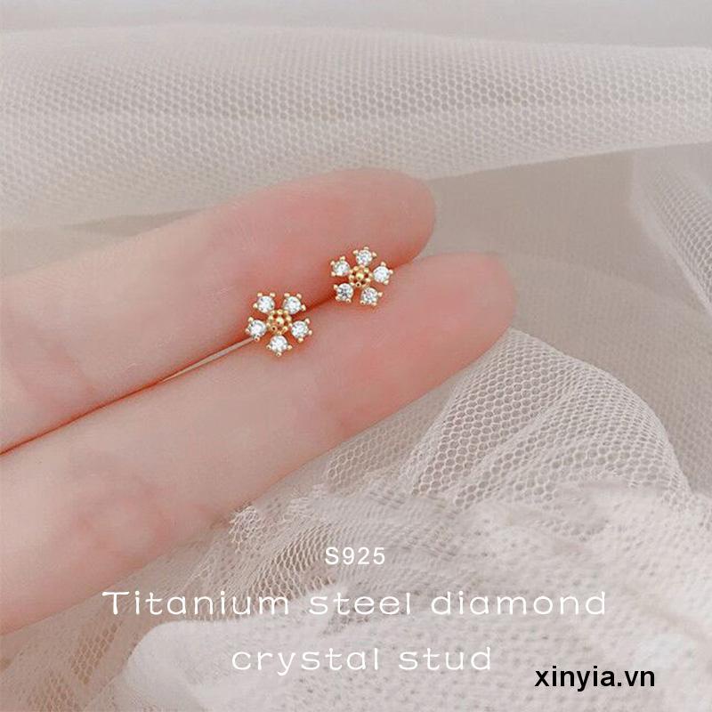Khuyên Tai Kim Loại Đính Đá Zircon Đơn Giản Thời Trang Cho Nữ