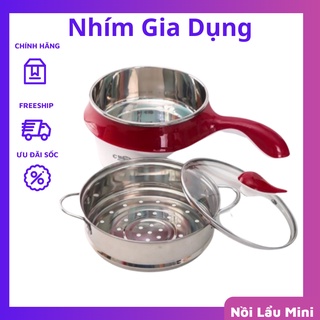 Nồi lẩu mini nồi hấp 2 tầng nồi nấu mì ca nấu mỳ nồi điện nồi lẩu mini đa năng ca nấu mỳ đa năng
