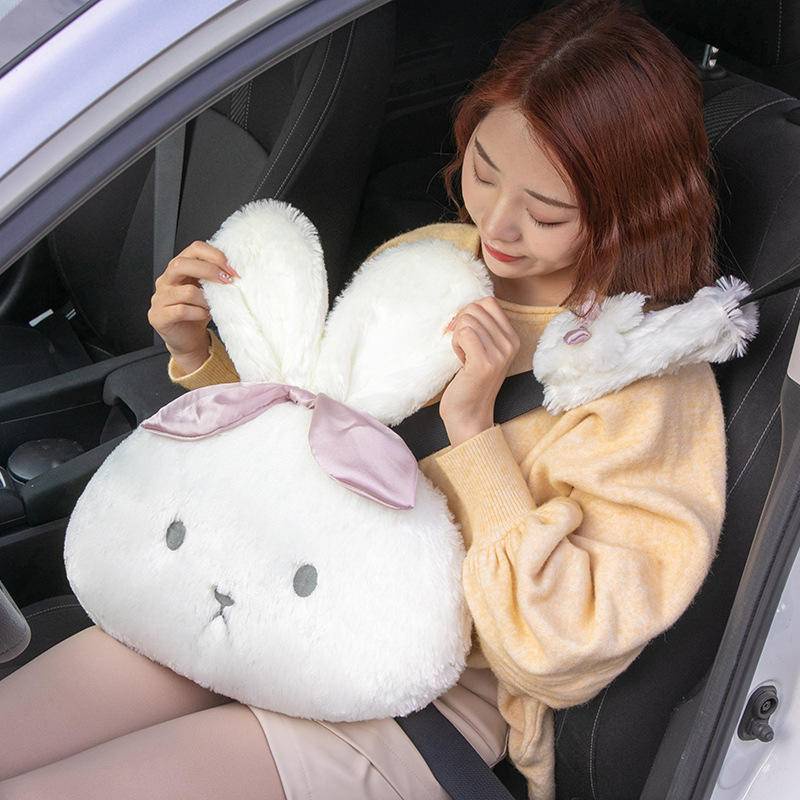 Gối Tựa Đầu Hình Thỏ Hoạt Hình Dễ Thương Dành Cho Xe Hơi