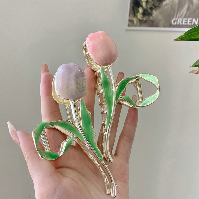 Kẹp Tóc Hình Hoa Tulip Tráng Men Thanh Lịch Cho Nữ
