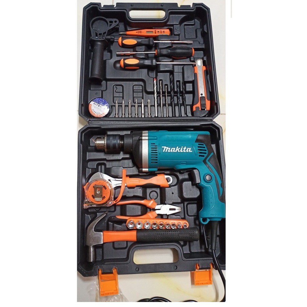 Bộ Máy Khoan Bê Tông MKT1630 Đủ Loại Mũi Khoan - Máy Khoan Điện Cầm Tay 2 Chế Độ Kèm Hộp Đồ Nghề Sửa Chữa