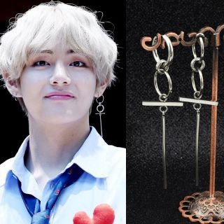 1 đôi khuyên tai ulzzang chữ thập BTS V