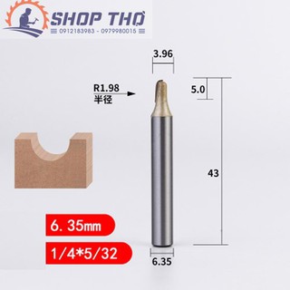 Mũi phay TIDEWAY đánh rãnh tròn cốt 6.35mm