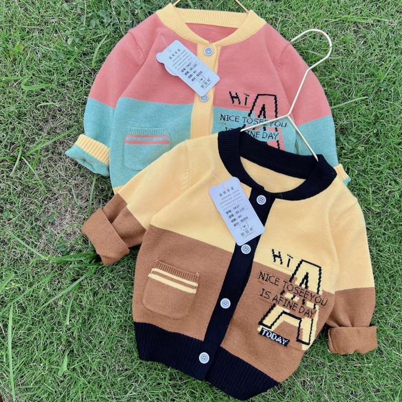 Áo len cardigan Quảng Châu dài tay mềm mịn cho bé trai/gái, chất len siêu mịn không xù không bai nhão