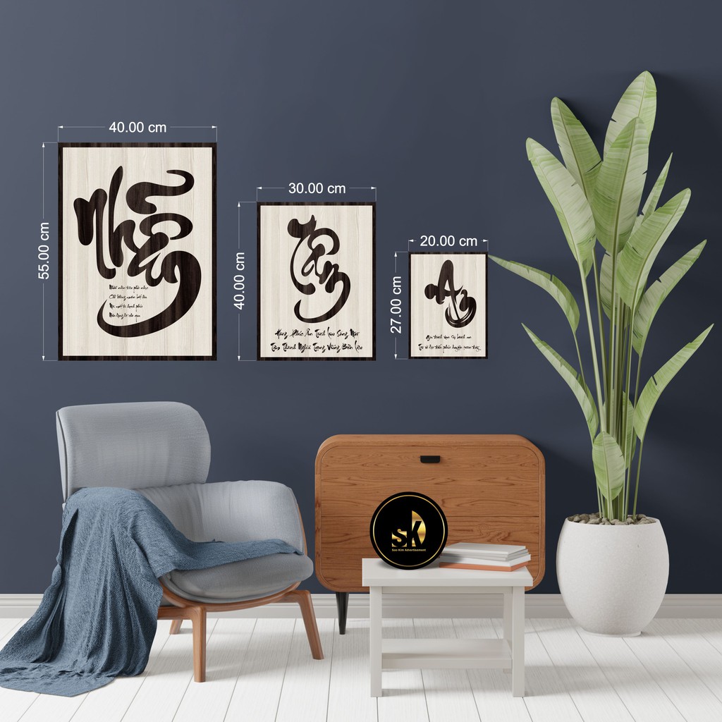 Tranh gỗ DECOR - SLOGAN tạo động lực, Truyền cảm hứng - Chữ An thư pháp