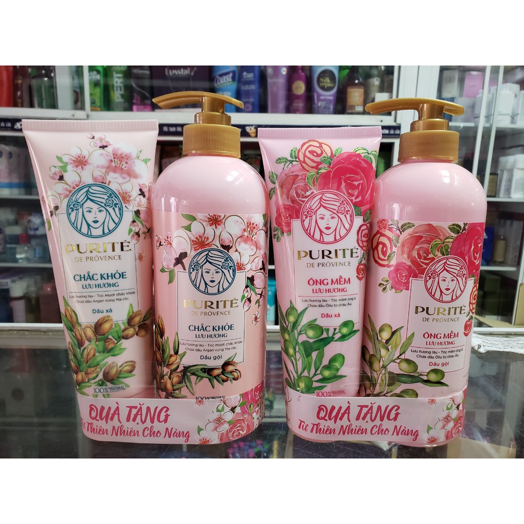 (KÈM QUÀ TẶNG) Dầu Gội Purite 600ml By Provence Hương Hoa Anh Đào Và Hoa Hồng