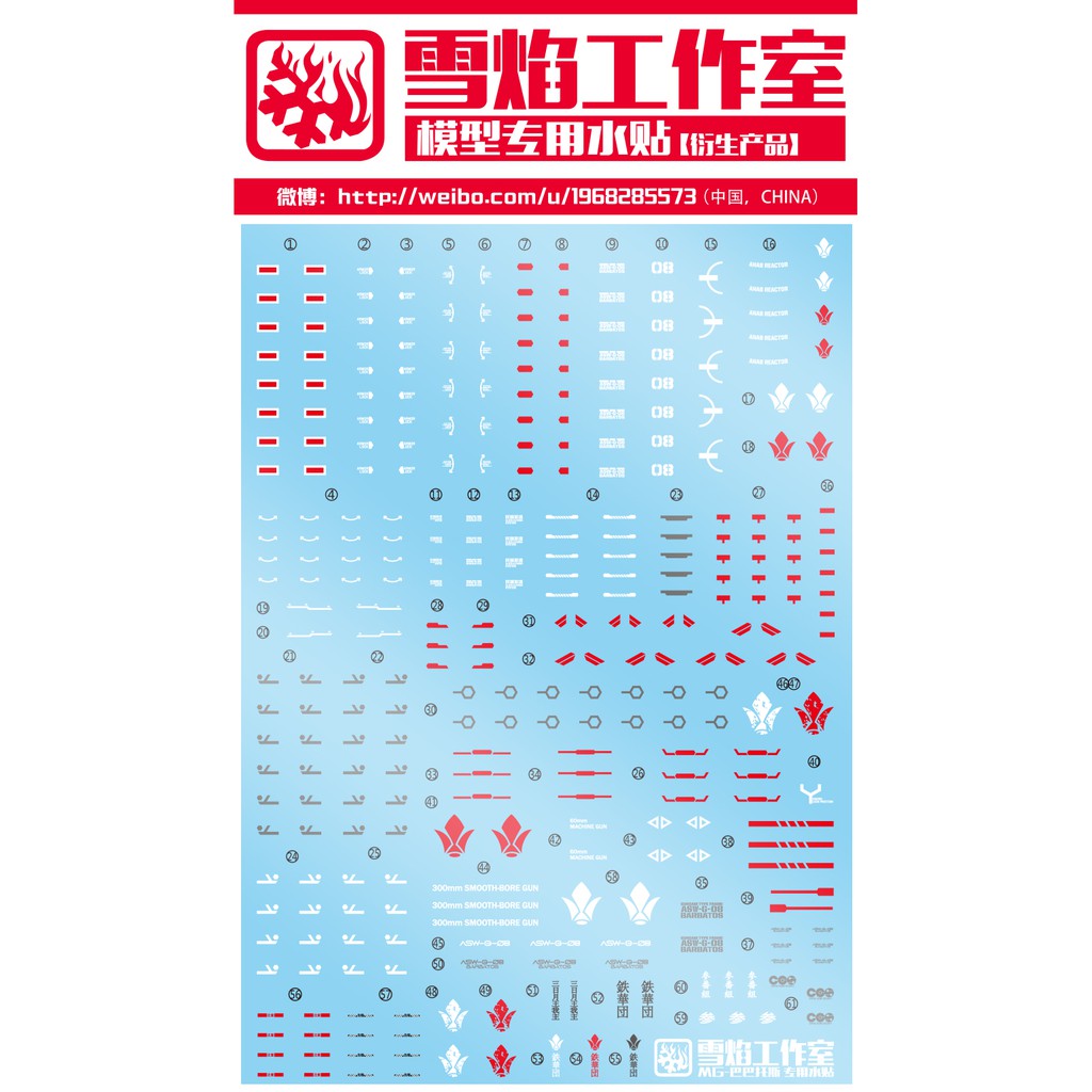 DECAL MÔ HÌNH X-Y - Decal nước cho mô hình MG 1/100 BARBATOS