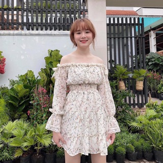 Đầm bẹt vai hoa nhún