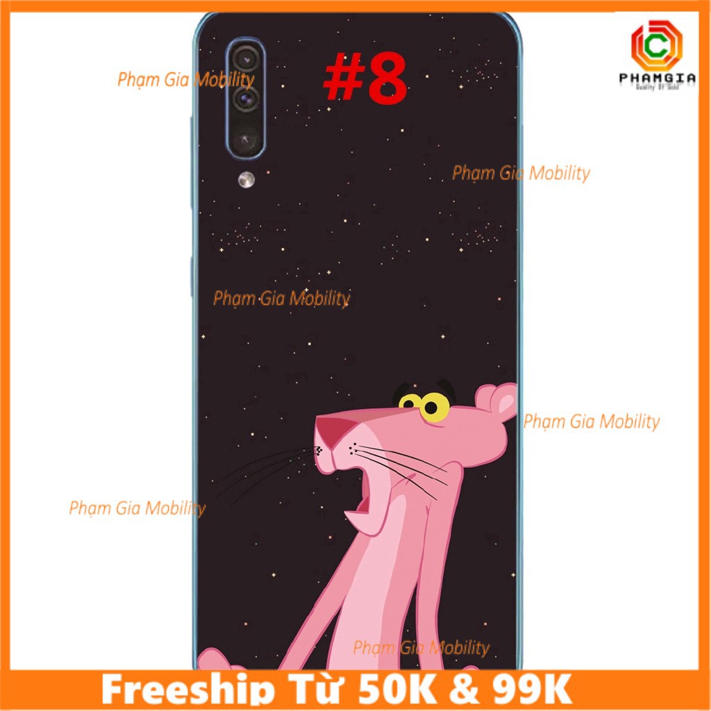 Ốp lưng ép kính chống bể, viền dẻo Báo hồng Samsung Galaxy A50 A40 A30 A20 A10 hình siêu sắc nét