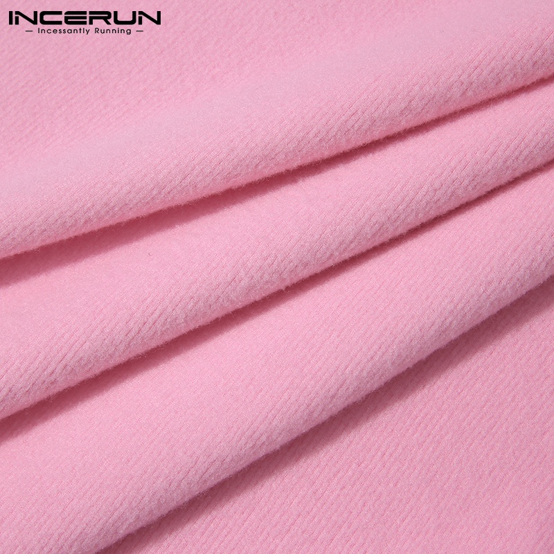 Áo ba lỗ nam INCERUN dệt kim màu trơn cổ tròn dáng ôm đơn giản thời trang