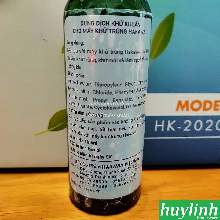 Dung dịch khử trùng diệt khuẩn Hakawa cho máy HK-2020KT - 100ml (Mua 5 Tặng 1)