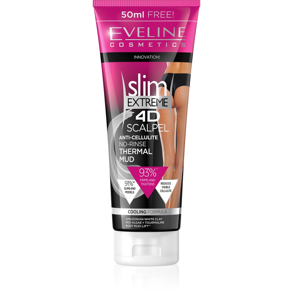 Gel Tan Mỡ Slim Extreme 4D EVELINE Lạnh, Không Nhờn, Kích Thích Đốt Cháy Mỡ Tuýp 250ml