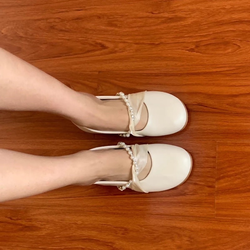 N41  SẴN  Giày búp bê sục đạp gót nữ ulzzang mũi tròn chéo dây siu nữ tính COÁ ẢNH THẬT