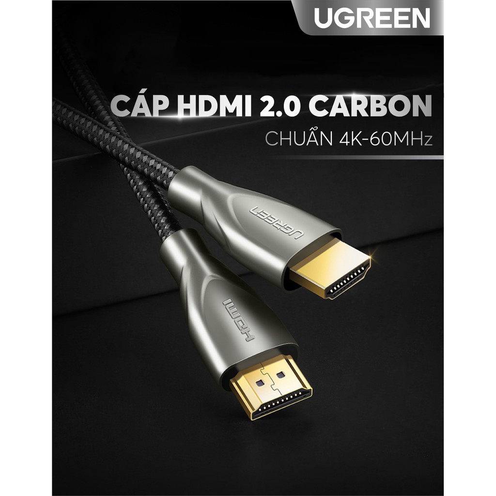 Cáp HDMI 2.0 Carbon chuẩn 4K độ dài từ 1-5m UGREEN HD131