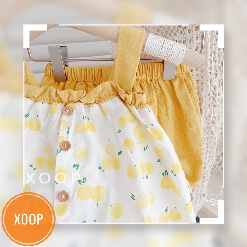 Bộ 2 dây viền màu in quả cúc gỗ cho bé gái xịn đẹp(8-22kg)