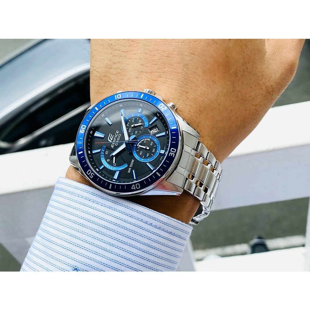 Đồng hồ nam Casio EDIFICE EFR-552D-1A2VUDF dây kim loại mặt xanh navy size 42mm chính hãng