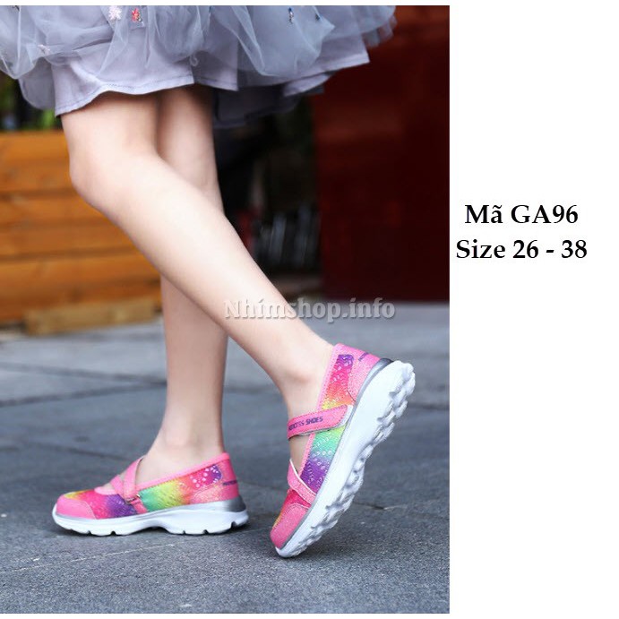 Giày búp bê bé gái slip on vải đế Eva siêu nhẹ hồng nhiều màu duyên dáng công chúa cho bé 3 đến 12 tuổi GA96