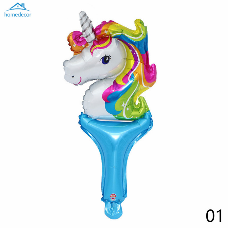 HD Handheld Stick Unicorn Balloons Cute Aluminum Foil Balloons Birthday Party Decorations Party Supplies