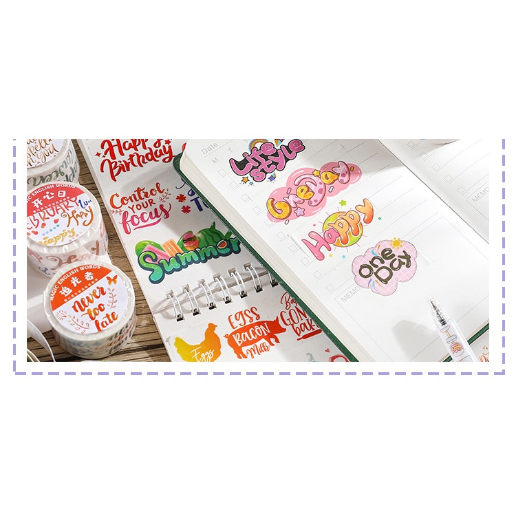 Peach 1Pcs Magic cute English word letter tape sticker Diary Scarpbooking DIY Decoration Washi Tape