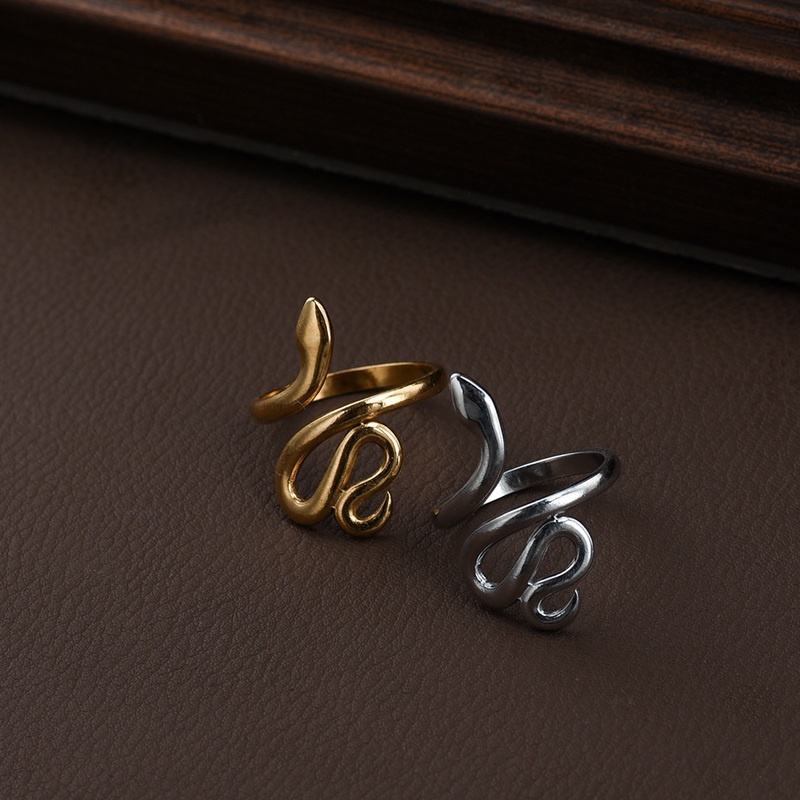 Nhẫn Hở Hình Rắn Bằng Thép Không Gỉ Có Thể Điều Chỉnh Thời Trang Cho Nữ