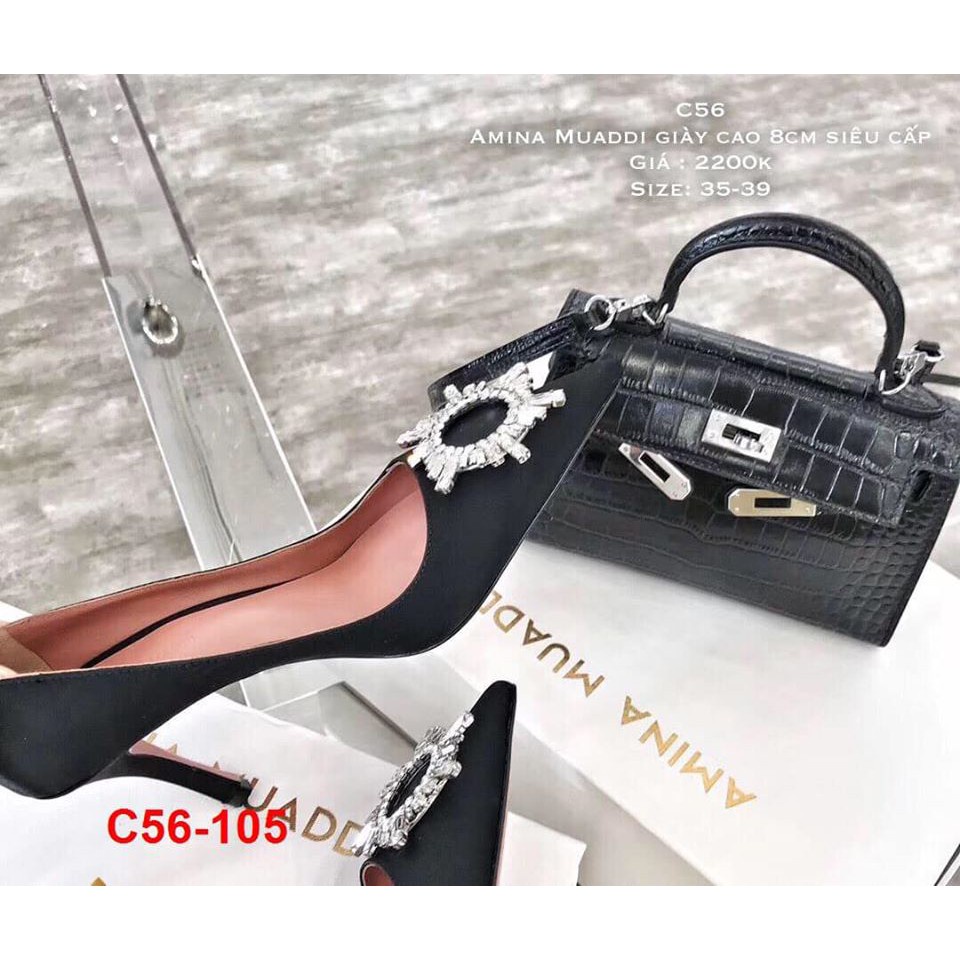 C56-105 Amina Muaddi giày cao 8cm siêu cấp