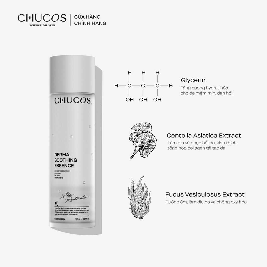 Nước thần kích hoạt da Chucos Derma Soothing Essence (150ml)