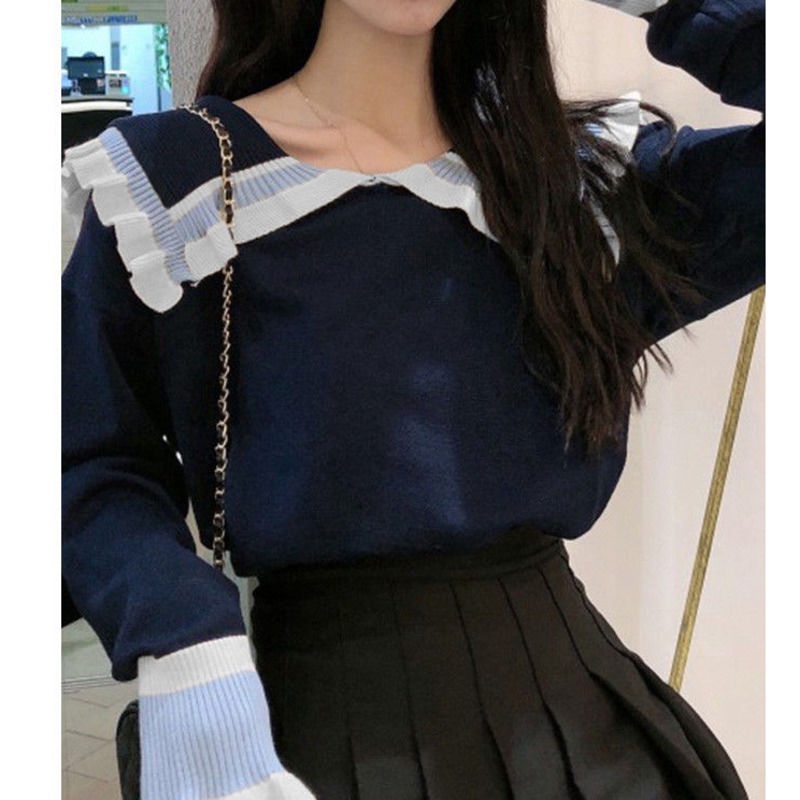 Áo len tay dài cổ thủy thủ thời trang dành cho nữ
