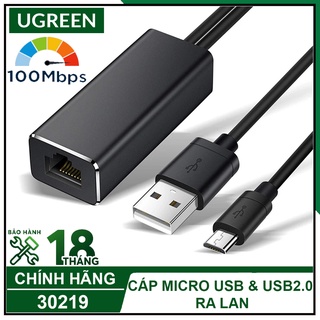 Cáp micro usb và usb 2.0 ra cáp lan 100mbps cao cấp, ugreen 30219 chính hãng