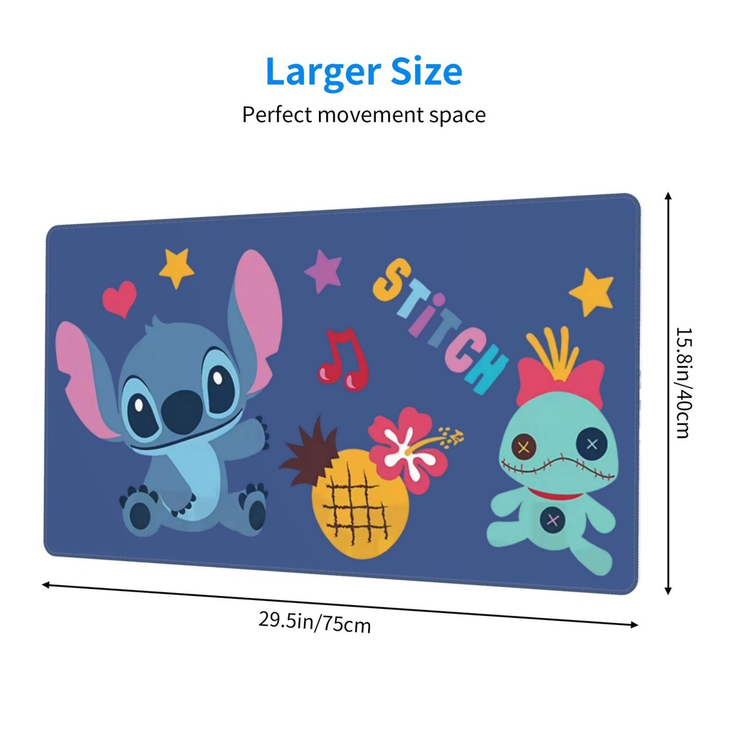 Miếng Lót Chuột Và Bàn Phím Máy Tính Cỡ Lớn 40 X 75Cm Chống Trượt In Hình Lilo & Stitch Disney