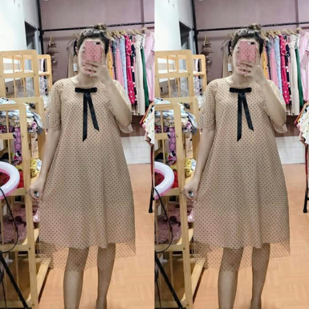 Đầm bầu, váy bầu MKEA01 voan lụa hai lớp