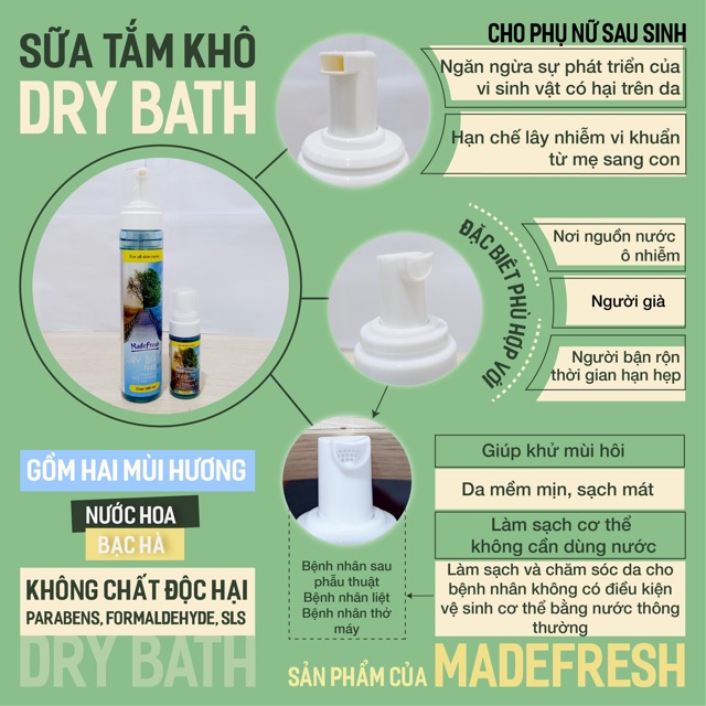 Sữa Tắm Khô Madefresh 60ml An Toàn Cho Phụ Nữ Sau Sinh