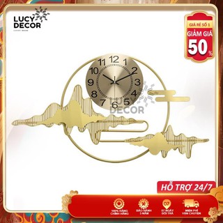 Đồng hồ treo tường lá mây vờn núi decor cỡ lớn trang trí phòng sang trọng phong cách Châu Âu mã C1023