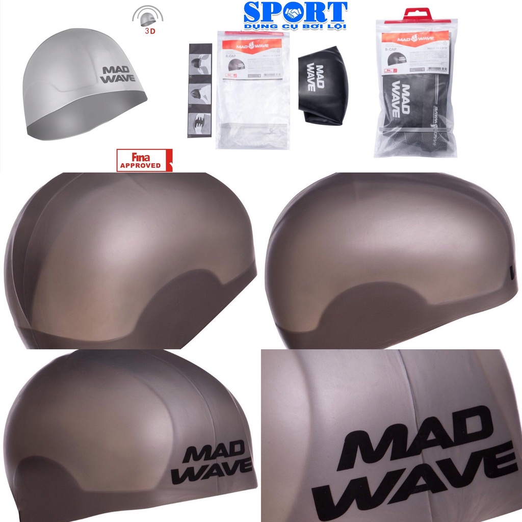 Mũ Bơi Thi Đấu 3D của Mad Wave Mũ Bơi Silicon FINA Phê Duyệt  Nón Bơi Thi Đấu – Shop Dungcuboiloi