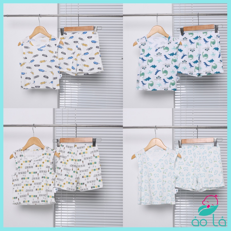 Bộ ba lỗ bé trai sát nách mùa hè thun cotton bozip mỏng mát co giãn thoải mái BOZT22 Áo Lá Homewear, đồ bộ hè bé trai