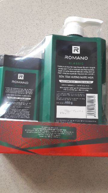 Sữa tắm cao cấp Romano classic (xanh lá) 650g tặng chai gội 150g