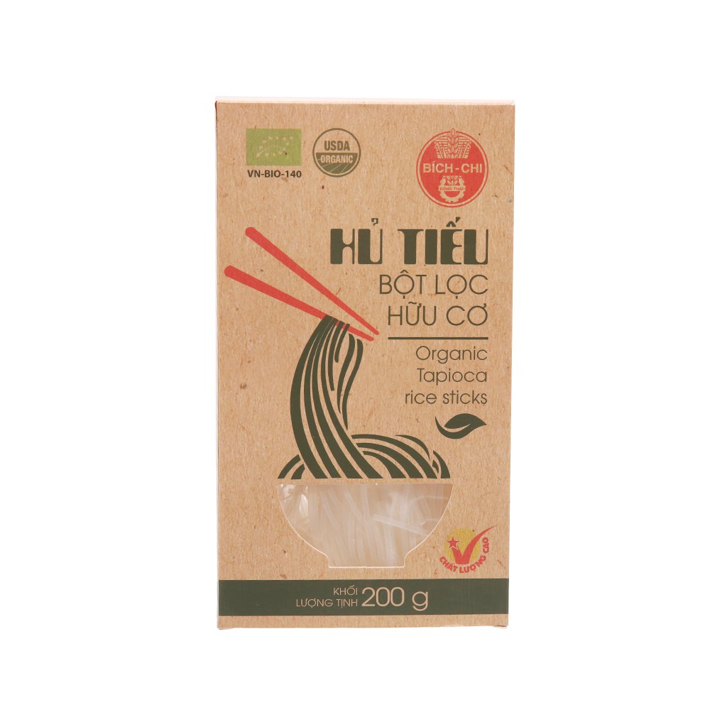 Hủ tiếu bột lọc hữu cơ Bích Chi hộp 200g