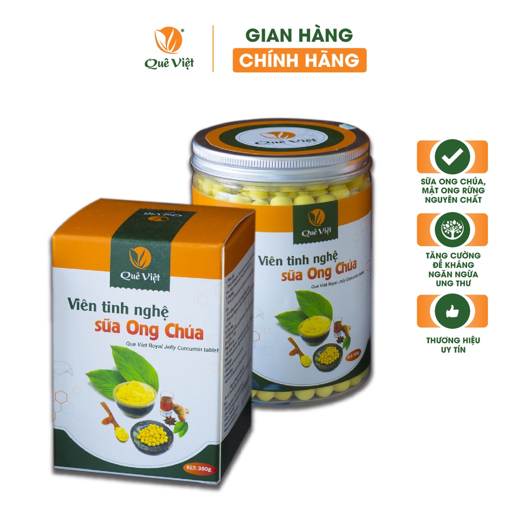 Nghệ viên mật ong sữa ong chúa Quê Việt tăng cường sức khỏe, làm đẹp da 350gr