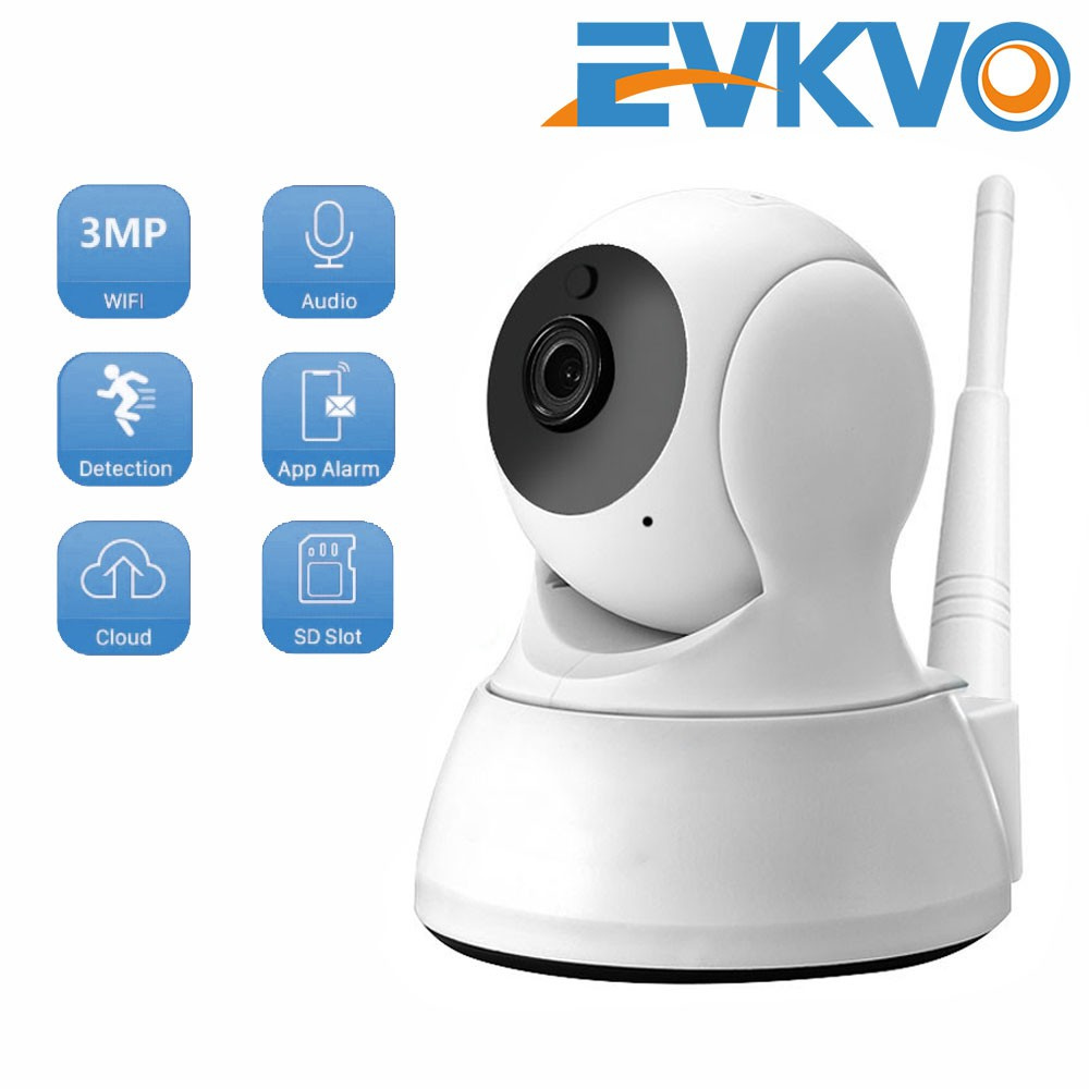 EVKVO - Theo dõi tự động - YCC365 PLUS APP Rotate Wireless FHD 3MP Mini WIFI PTZ IP Camera CCTV WIFI Home Security Surveillance Camera IR Night Vision