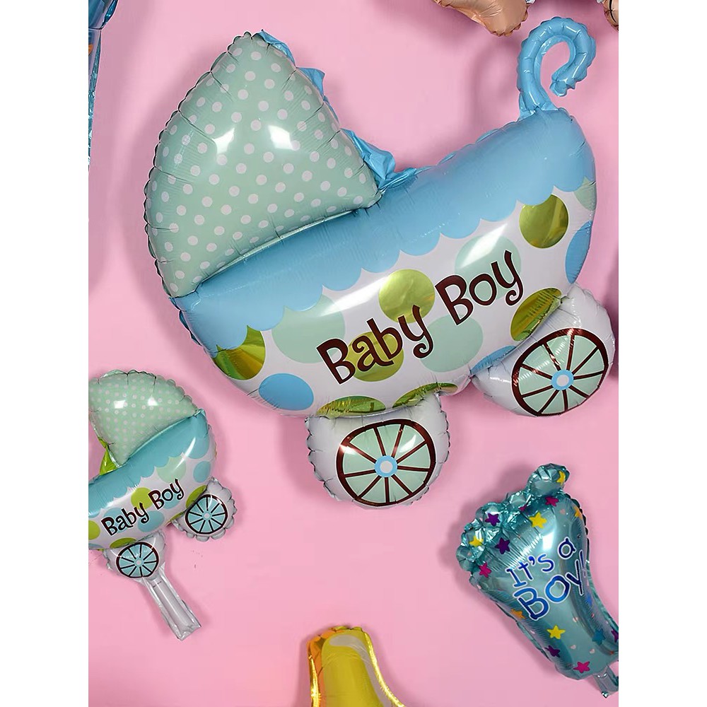 Bóng bay hình xe nôi bé trai, bé gái trang trí sinh nhật, đầy tháng, thôi nôi