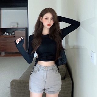 Áo crop khoét eo rút dây