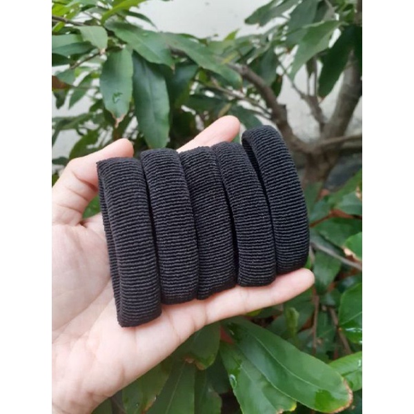 Túi 10 thun cột tóc màu đen (bản 1.5cm, rộng 6cm)