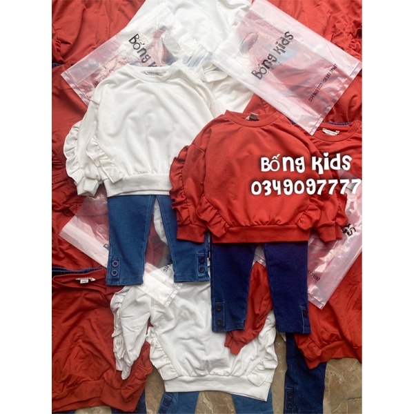 Bộ Legging Bé Gái Nhún Bèo Nỉ Mềm HABITUAL