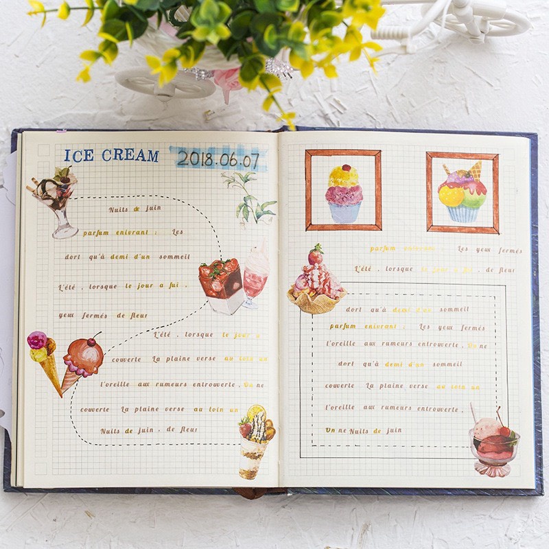 [HD52] Bộ 45 hình dán sticker Hình Cây Kem đáng yêu trang trí sổ tay DIY