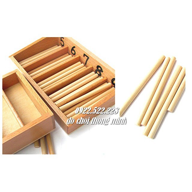 Bộ que tính nhỏ - Giáo cụ Montessori Spindle Box With 45 Spindle