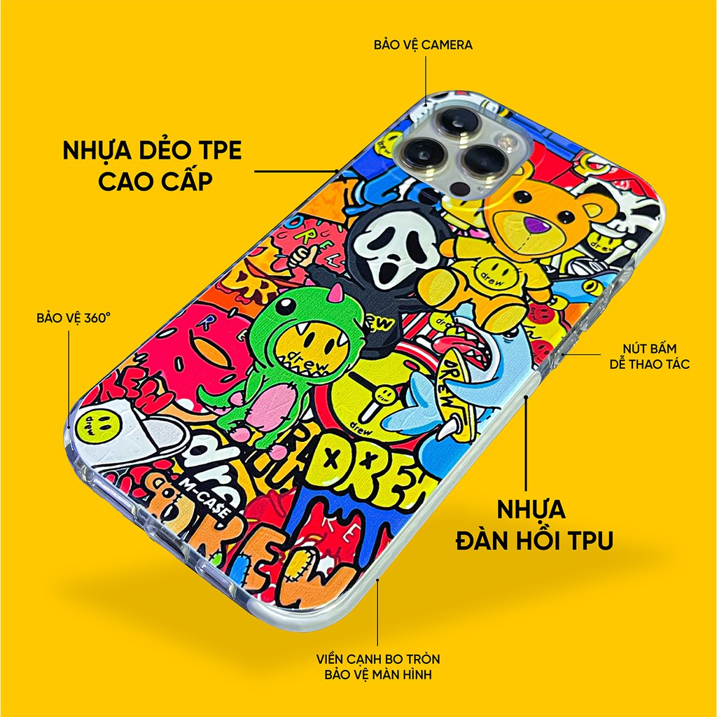 Ốp lưng iphone chống sốc Drew Sticker 7 plus/8 plus/X/Xs/XR/Xs max/11/11 pro max/12/12 pro max phụ kiện điện thoại MCASE