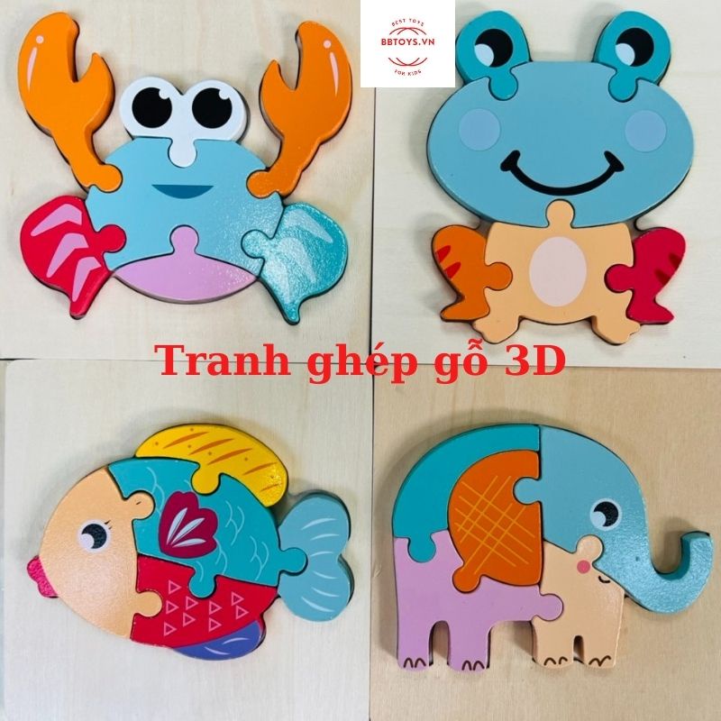 Tranh ghép gỗ 3D hình ngộ nghĩnh phát triển trí tuệ, giáo dục sớm cho bé (bbtoys: 21)