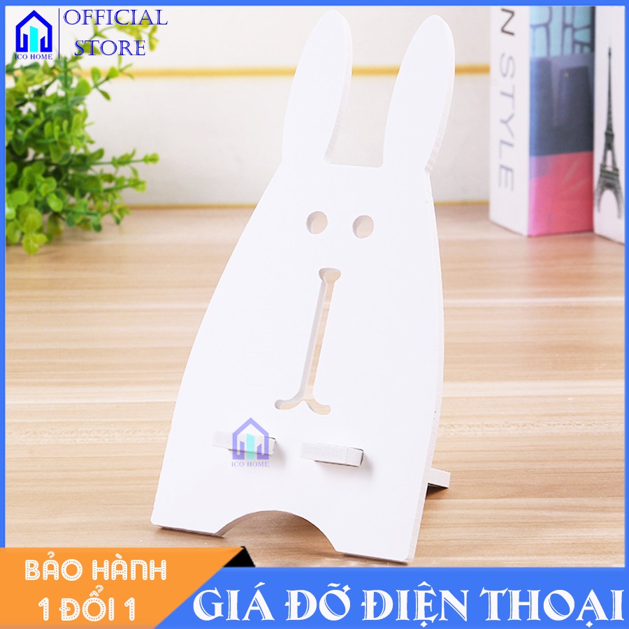 Giá đỡ điện thoại, máy tính bảng hình con thỏ cực dễ thương, siêu chắc chắn, bền, đẹp, màu trắng sang trọng