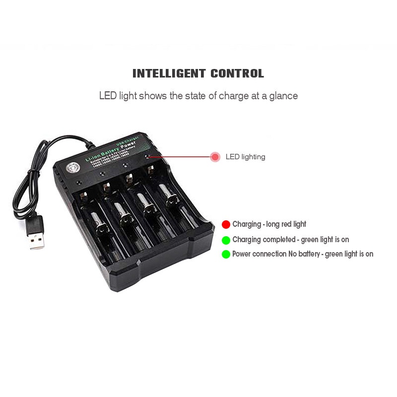 Sạc Pin Tự ngắt và có đèn báo khi đầy BMAX 4 Khe cao cấp dùng cho pin 18650